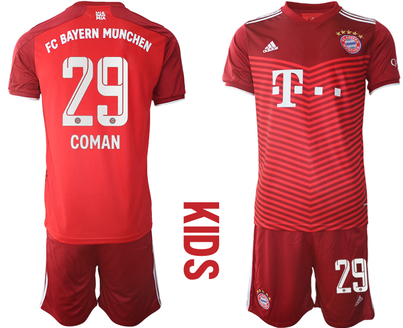 Youth 2021-2022 Club Bayern Munich home red #29 Soccer Jersey